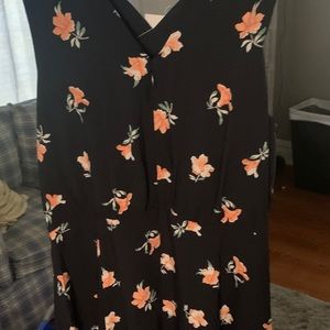 Ann Taylor dress navy blue & flowers halter shape